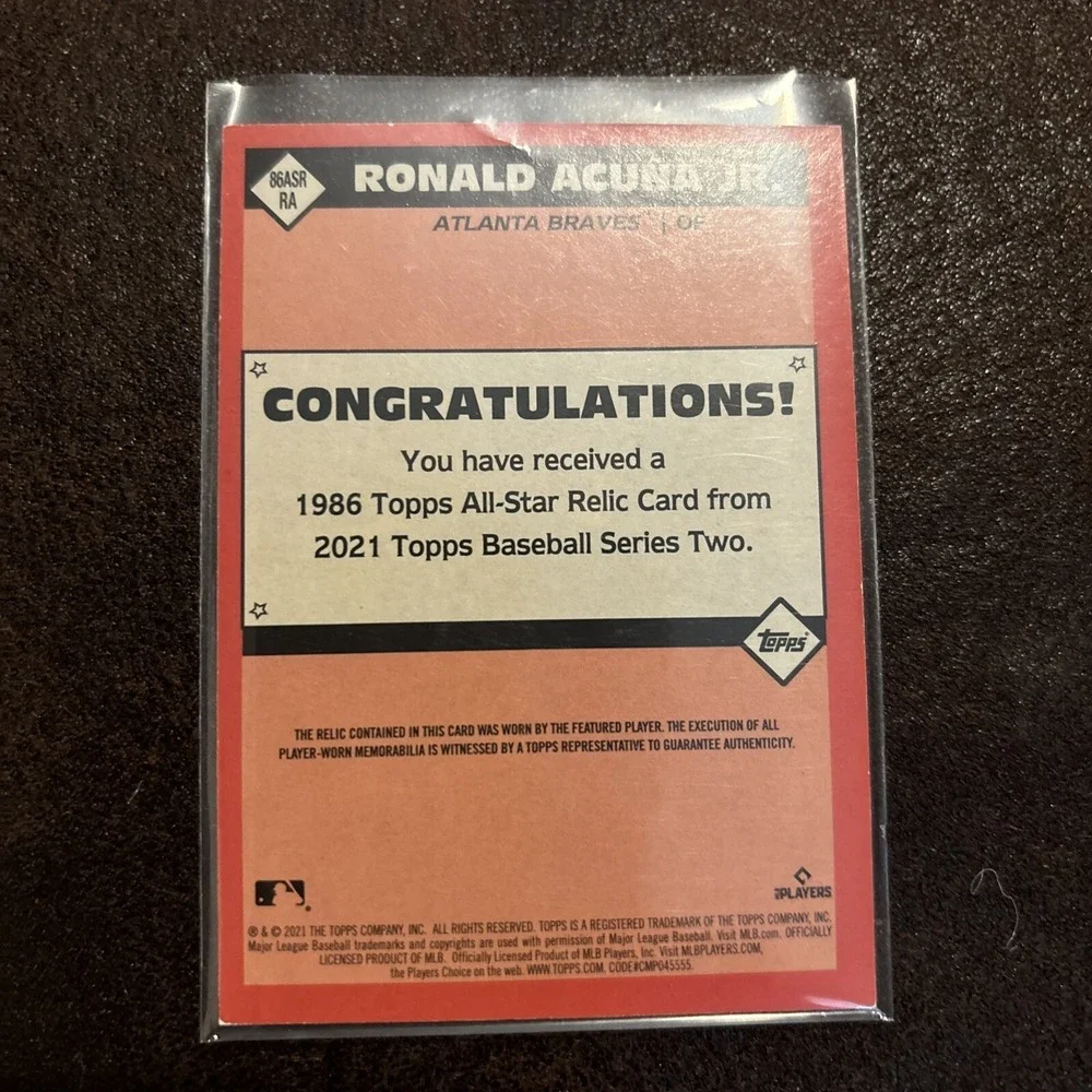 Ronald Acuna Jr Game Worn Patch Trading Card‎